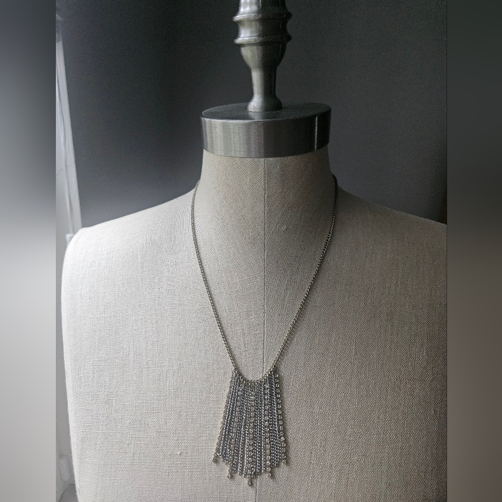 Silver Chain & Rhinestone Fringe Pendant - Picture 6 of 8